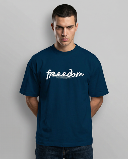 FREEDOM: NAVY BLUE MEN'S OVERSIZED T-SHIRT