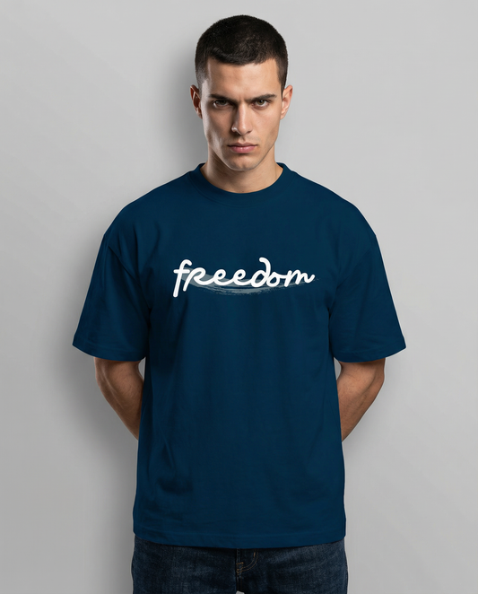 FREEDOM: NAVY BLUE MEN'S OVERSIZED T-SHIRT