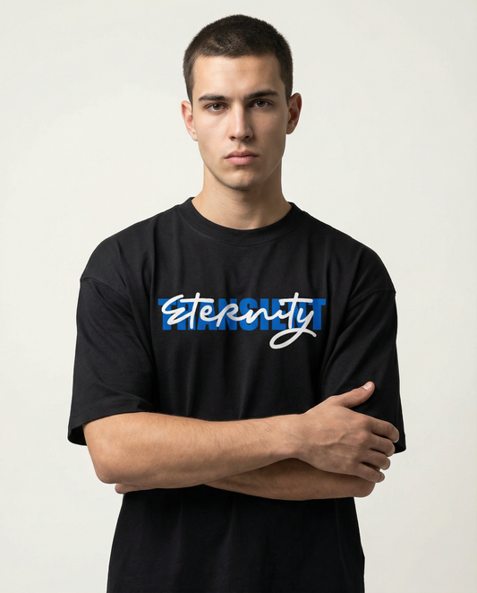 ETERNITY: BLACK MEN'S OVERSIZED T-SHIRT