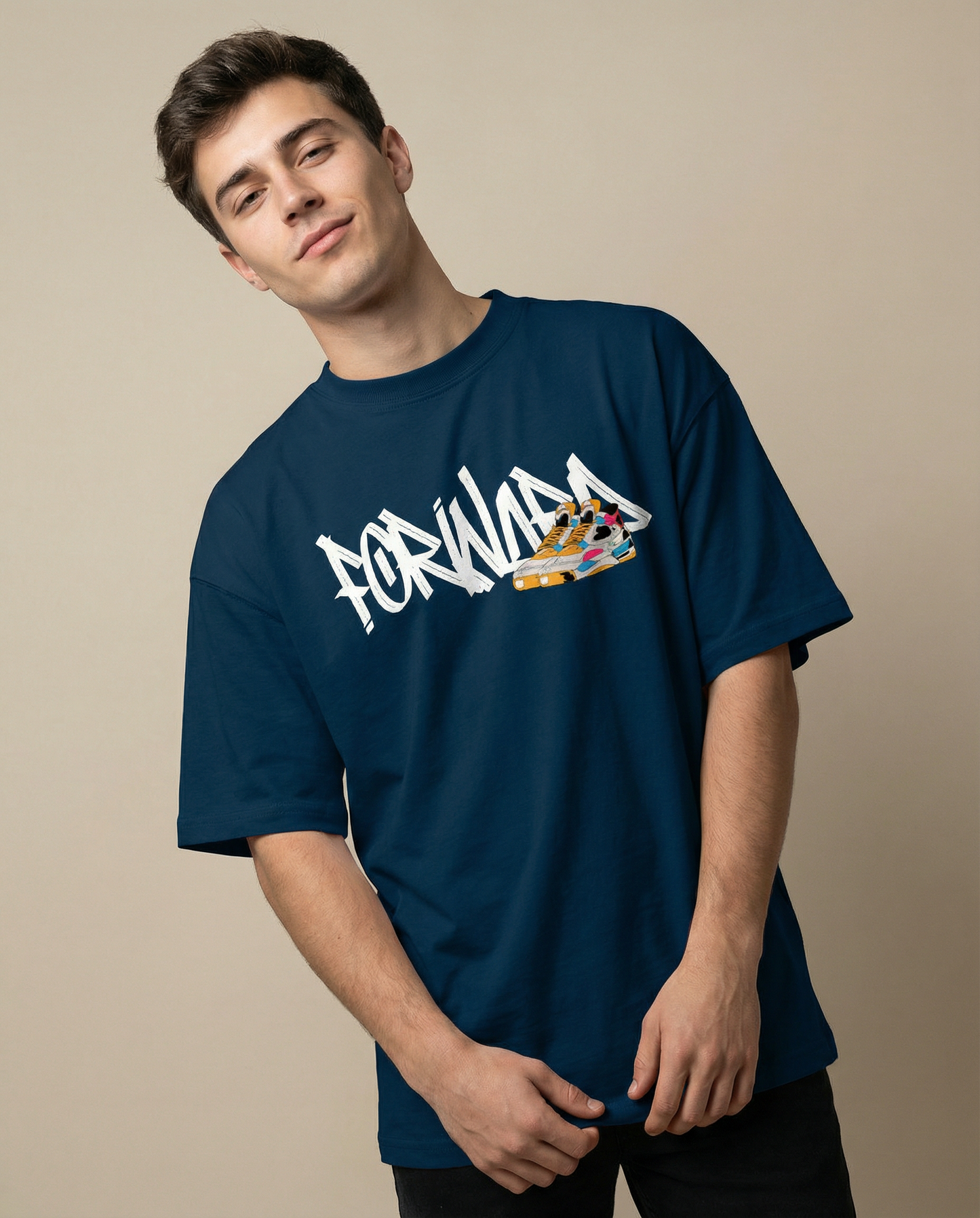 FORWARD: NAVY BLUE OVERSIZED T-SHIRT