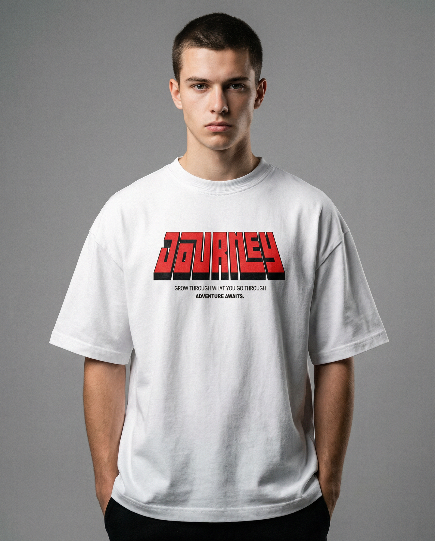 JOURNEY: WHITE OVERSIZED T-SHIRT FOR MEN