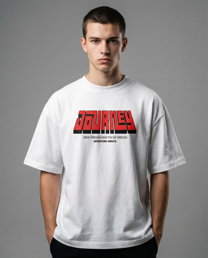 JOURNEY: WHITE OVERSIZED T-SHIRT FOR MEN