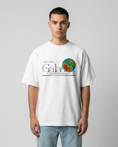 GALACTIC: WHITE OVERSIZED T-SHIRT FOR MEN