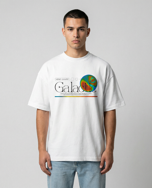 GALACTIC: WHITE OVERSIZED T-SHIRT FOR MEN