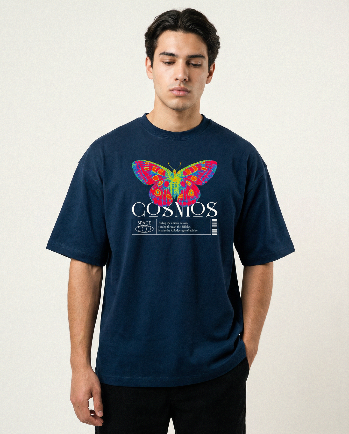 COSMOS: NAVY BLUE OVERSIZED T-SHIRT FOR MEN