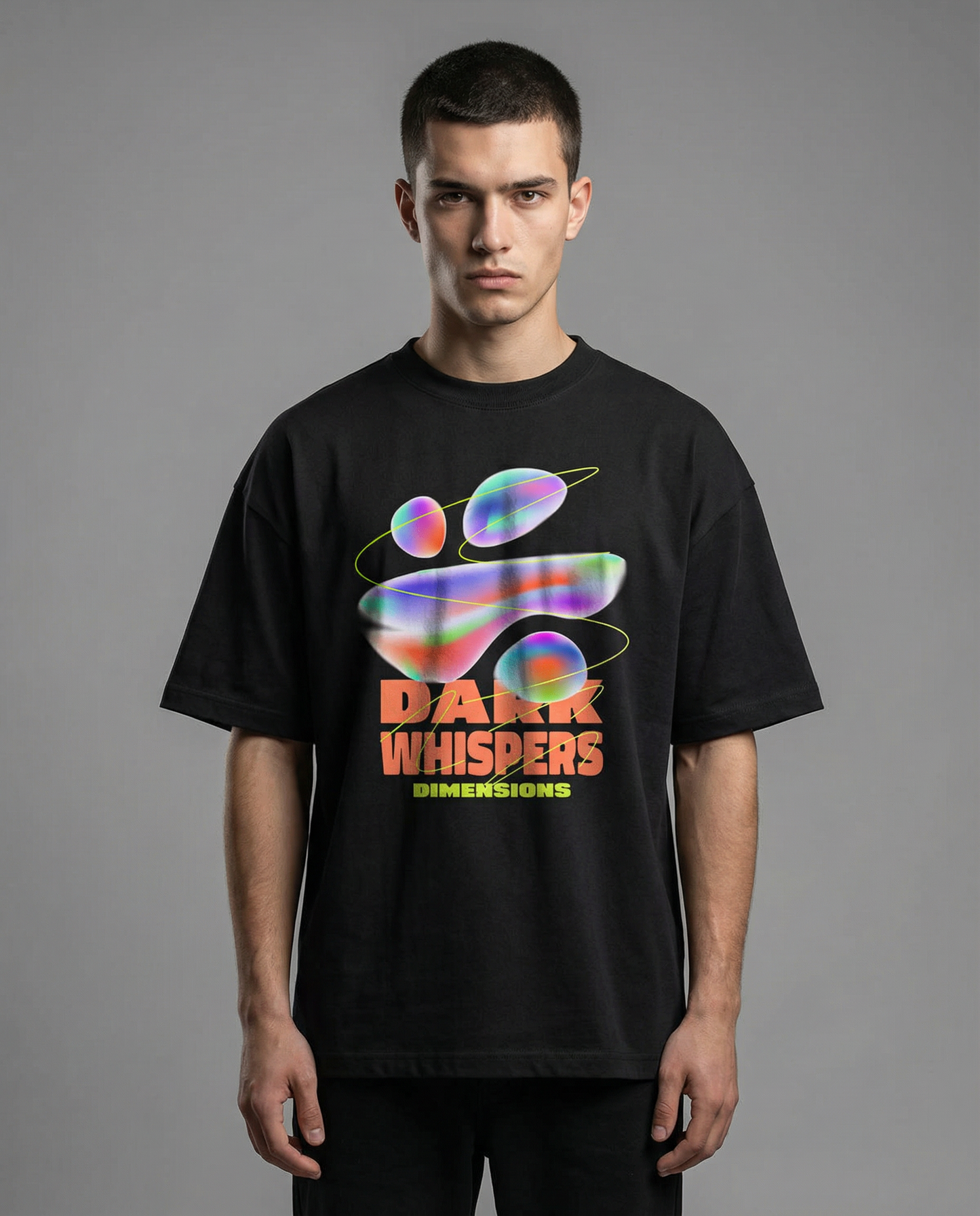 DARK WHISPERS: BLACK OVERSIZED T-SHIRT FOR MEN