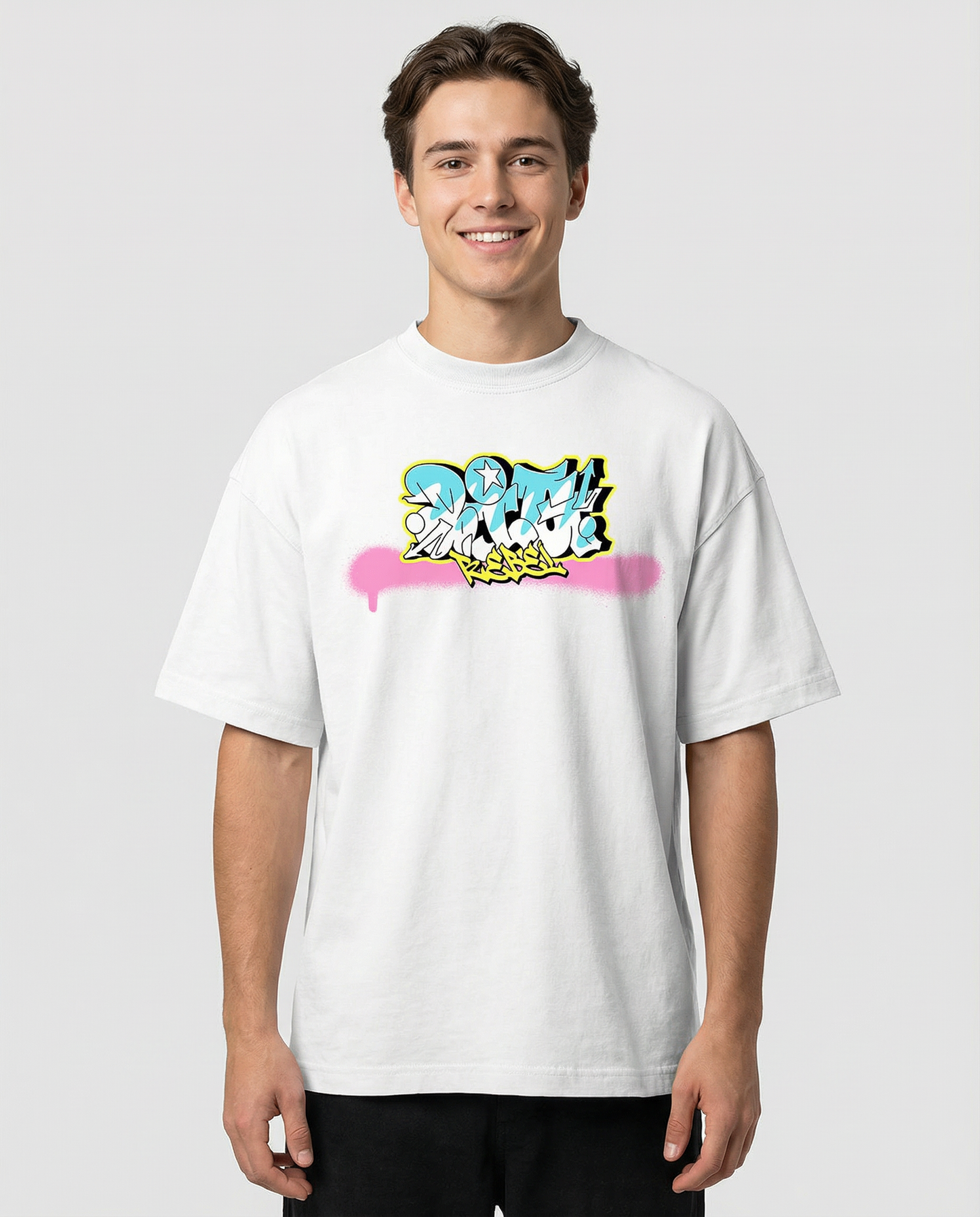 THE REBEL: WHITE OVERSIZED T-SHIRT FOR MEN