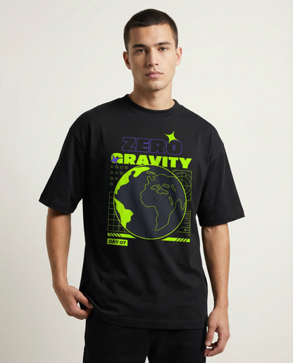 ZERO GRAVITY: Black Oversized T-Shirt