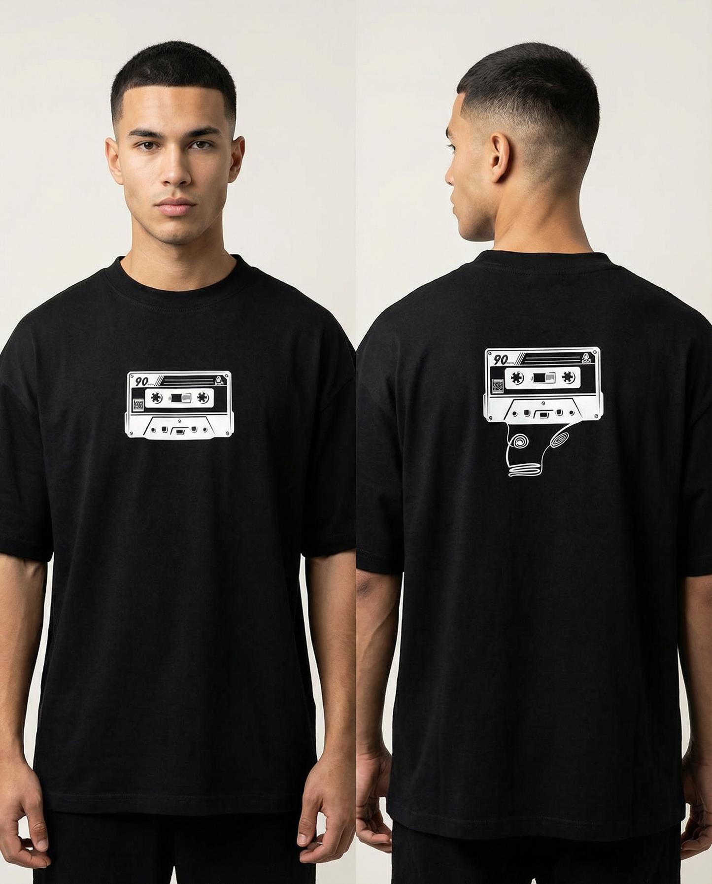 RETRO: BLACK OVERSIZED T-SHIRT FOR MEN