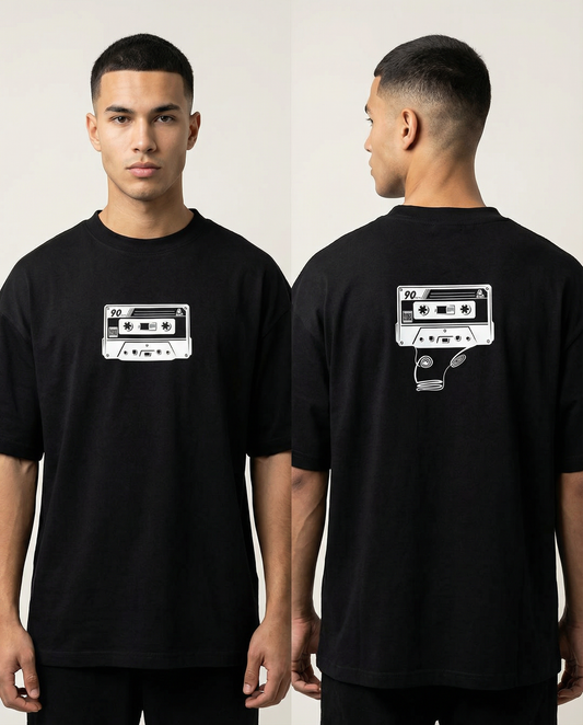 RETRO: BLACK OVERSIZED T-SHIRT FOR MEN