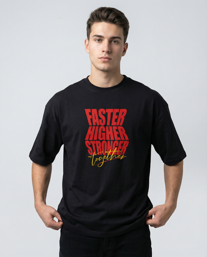 STRONGER: BLACK OVERSIZED T-SHIRT FOR MEN