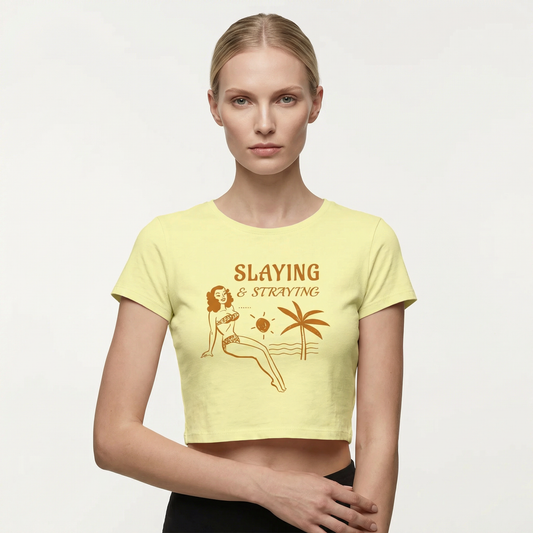 SLAYING: BUTTER YELLOW CROP TOP