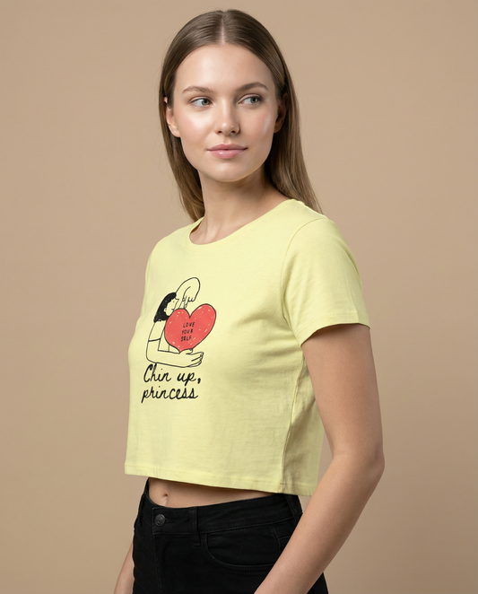 CHIN UP: BUTTER YELLOW CROP TOP