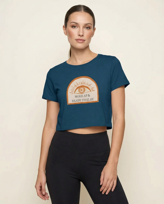 WOKE AF: NAVY BLUE CROP TOP