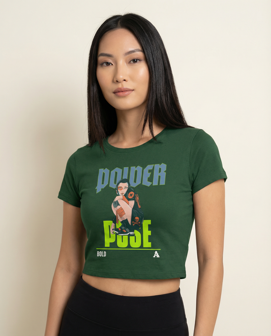POWER POSE: OLIVE GREEN CROP TOP