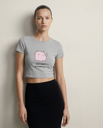 WHIMSICAL: GREY CROP TOP