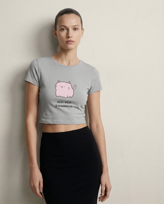 WHIMSICAL: GREY CROP TOP