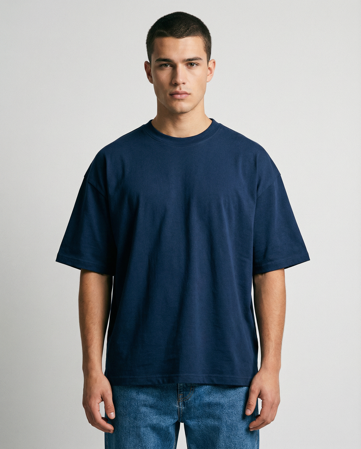 SOLID PLAIN: NAVY BLUE PREMIUM OVERSIZED T-SHIRT