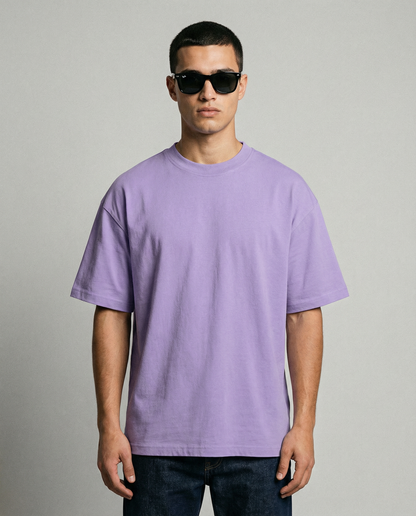 SOLID PLAIN LAVENDER OVERSIZED T-SHIRT FOR MEN