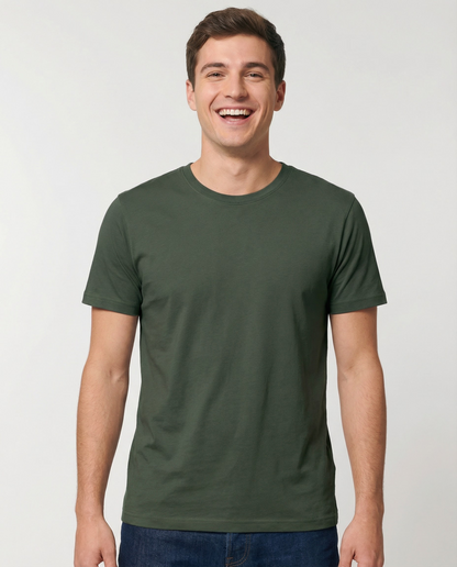PLAIN SOLID : Olive Green Round Neck T-shirt for Men