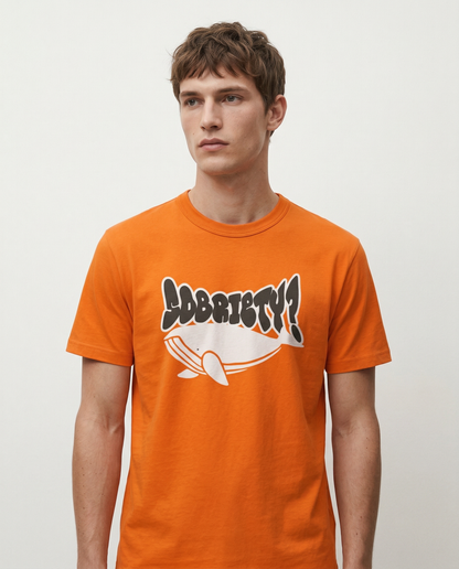 SOBRIETY: ORANGE ROUND NECK T-SHIRT