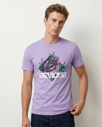 DEVIOUS: LAVENDER ROUND NECK T-SHIRT