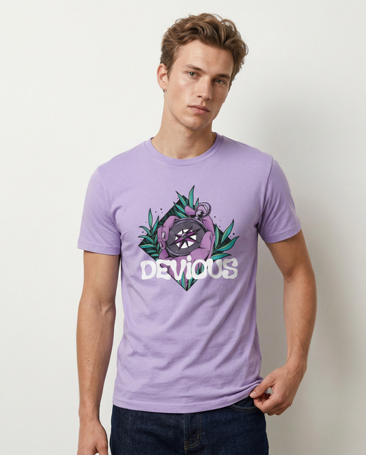 DEVIOUS: LAVENDER ROUND NECK T-SHIRT