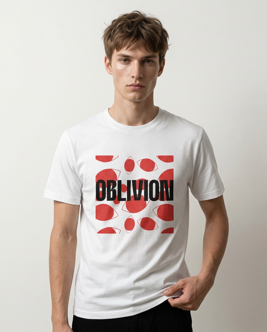 OBLIVION: WHITE ROUND NECK T-SHIRT
