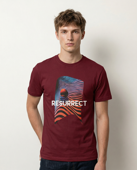 RESURRECT: MAROON ROUND NECK T-SHIRT