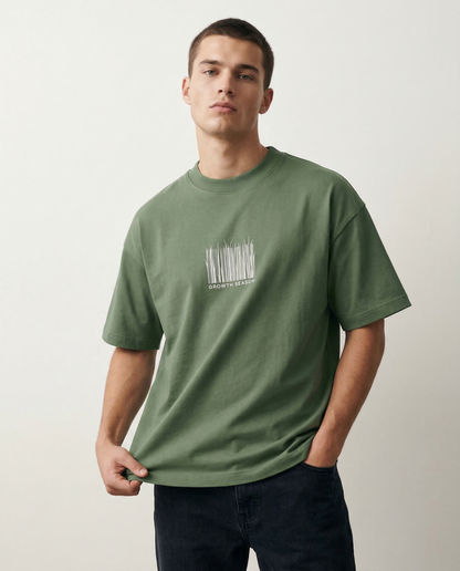 GROWTH: Forest Green Oversized T-Shirt for Men
