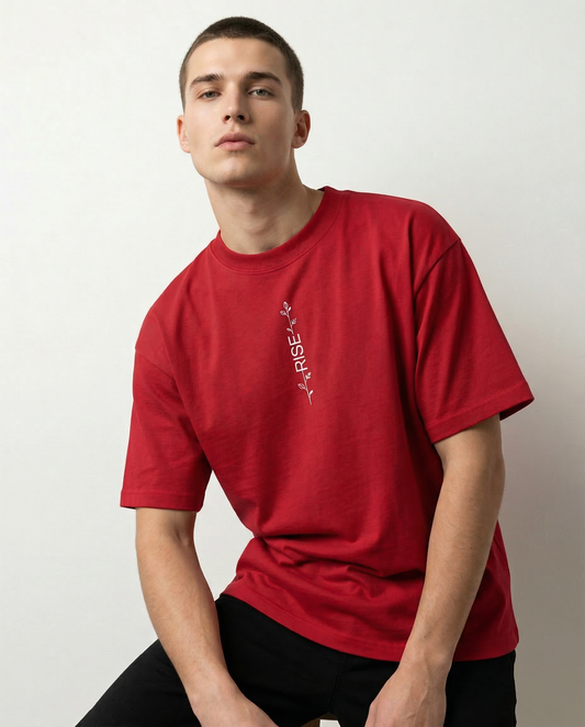 RISE- Red Oversized T-Shirt for Men