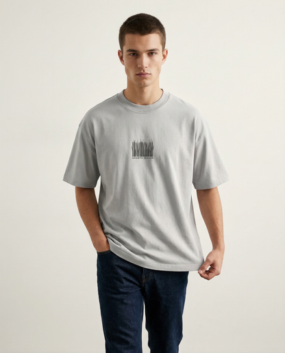 GROWTH: Ash Grey Premium Oversized T-Shirt for Men
