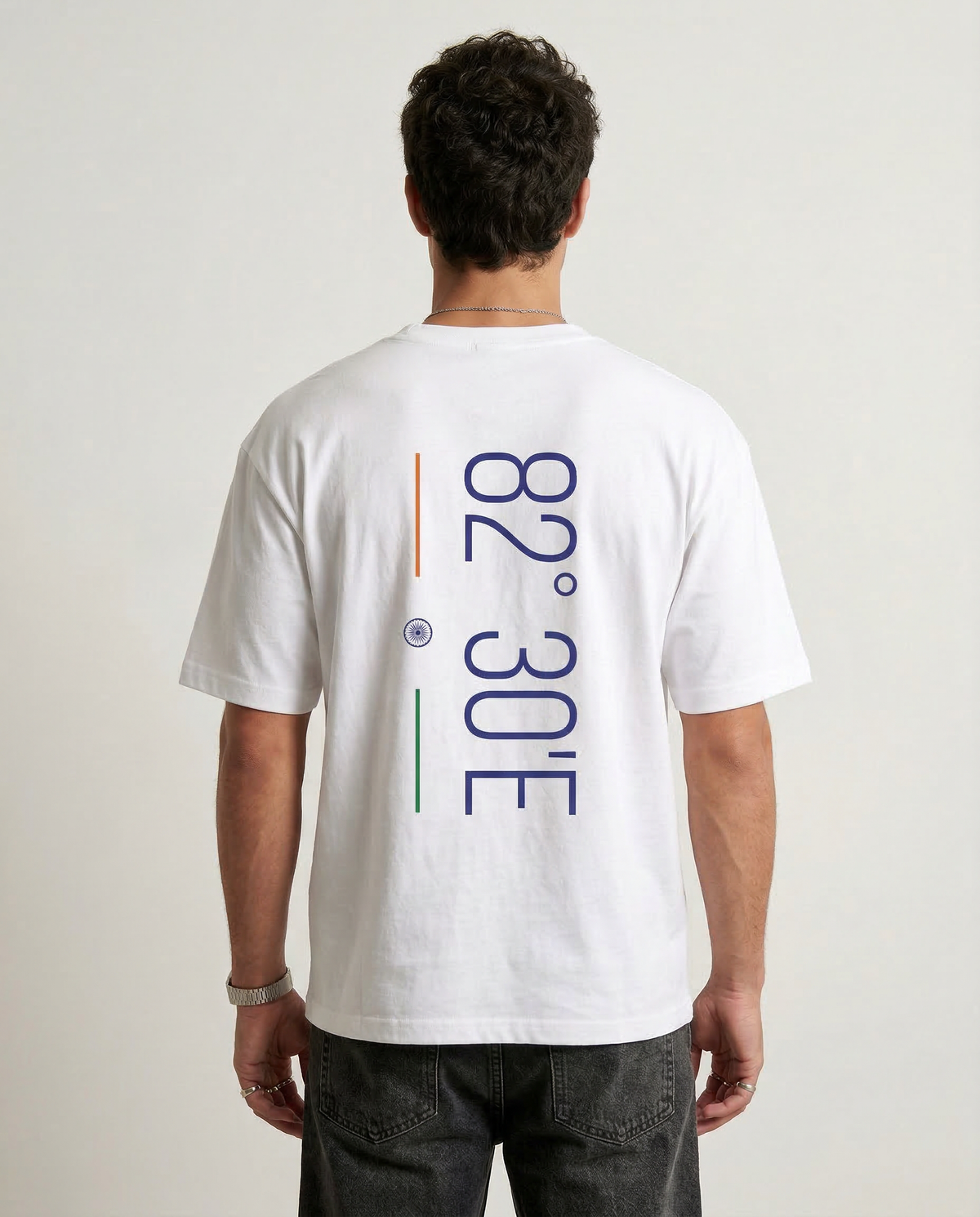 PROUD INDIAN: White Oversized T-Shirt for Men