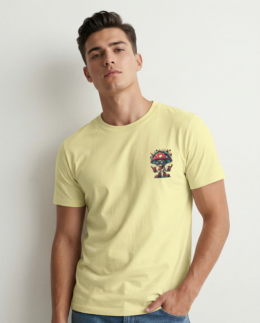SHROOM: BUTTER YELLOW ROUND NECK T-SHIRT