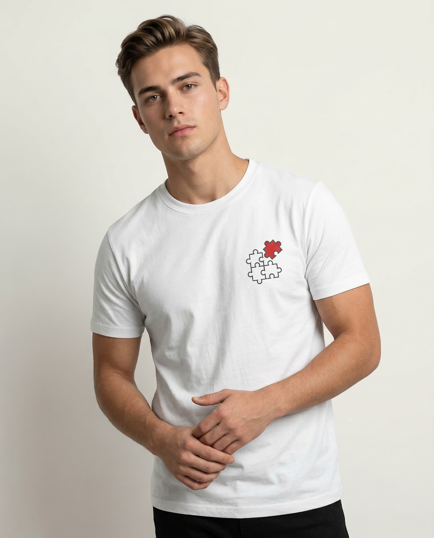 JIGSAW: WHITE ROUND NECK T-SHIRT