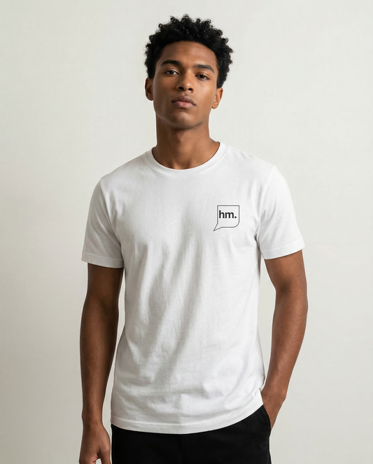 HMM: WHITE ROUND NECK T-SHIRT