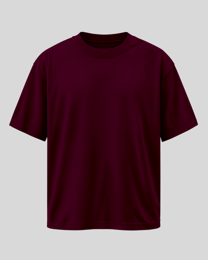 Burgundy Printed Oversized T-Shirt