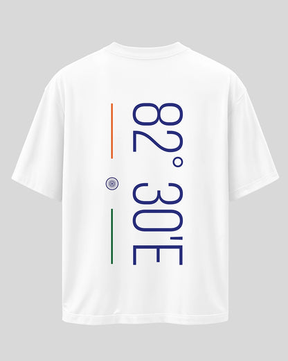 PROUD INDIAN: White Oversized T-Shirt for Men