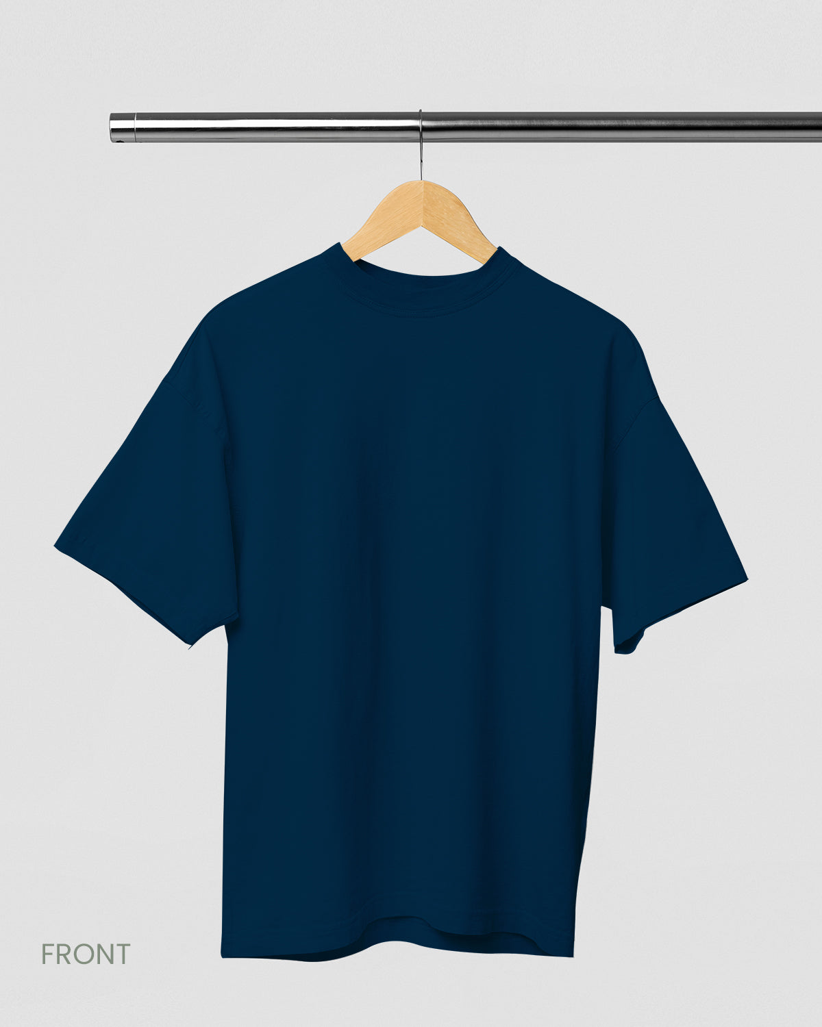 Solid Plain Navy Blue Oversized T-Shirt for Men