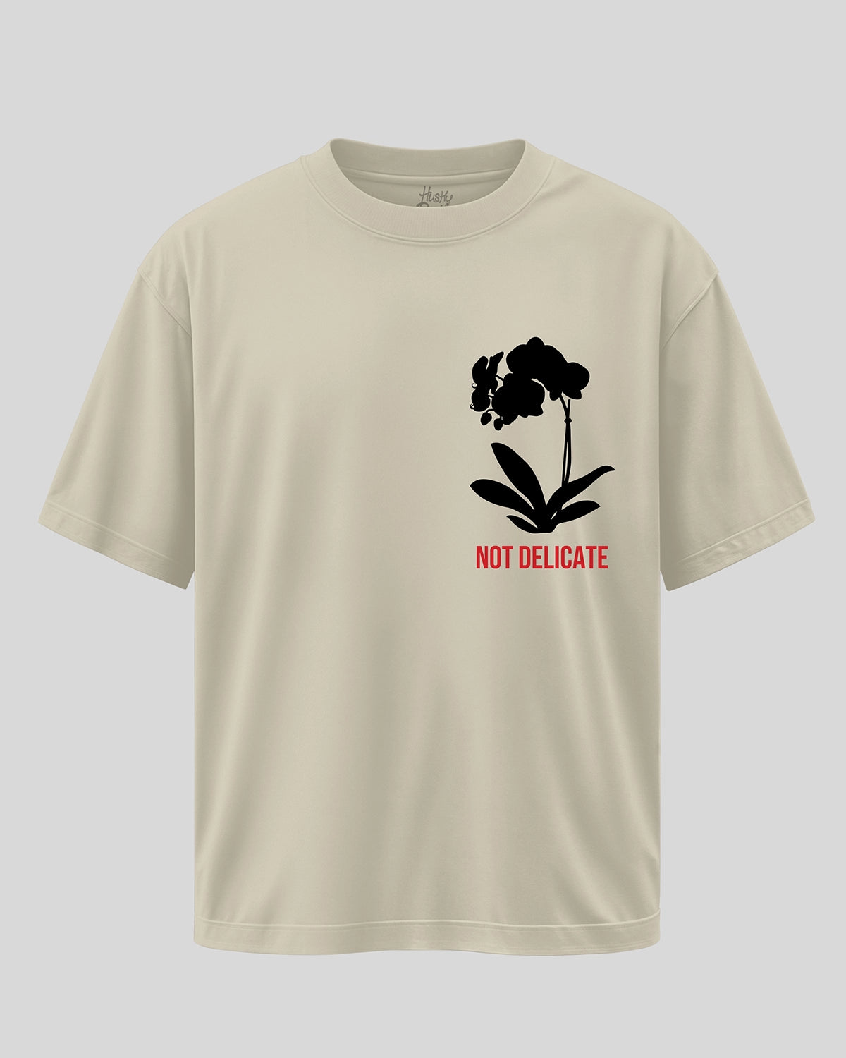 DELICATE: Off White Oversized T-Shirt For Men