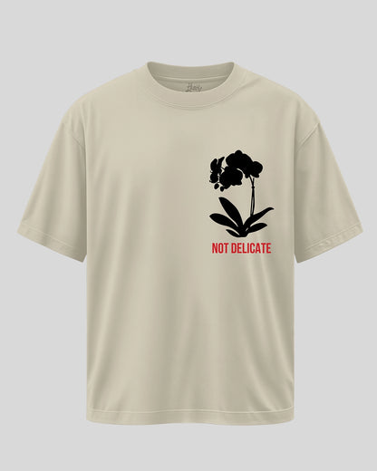 DELICATE: Off White Oversized T-Shirt For Men