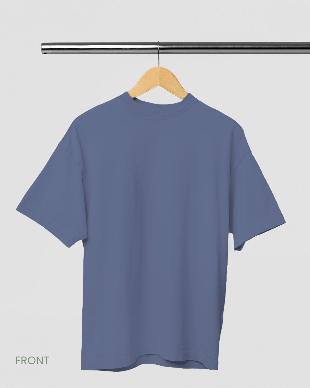 PLAIN SOLID: STEEL GREY OVERSIZED T-SHIRT FOR MEN