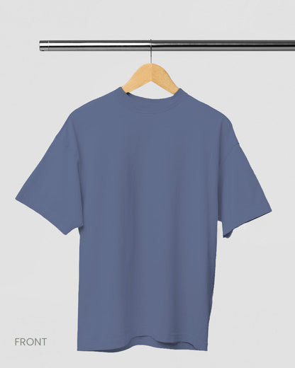 PLAIN SOLID: STEEL GREY OVERSIZED T-SHIRT FOR MEN