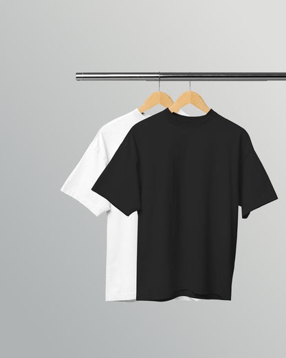 PACK OF 2 SOLID OVERSIZED T-SHIRTS: WHITE, BLACK