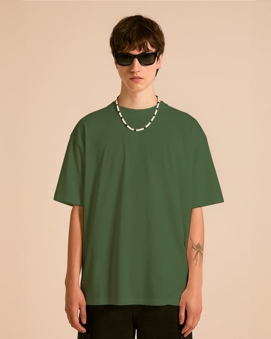 SOLID PLAIN: MILITARY GREEN PREMIUM OVERSIZED T-SHIRT