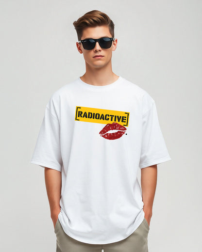 RADIOACTIVE: White Oversized T-Shirt for Men