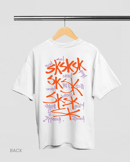 SKSK: White Oversized T-Shirt for Men