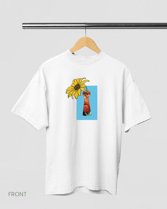 VAN GOGH: White Oversized T-Shirt for Men