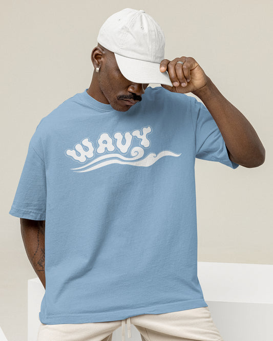 WAVY: Baby Blue Oversized T-Shirt for Men