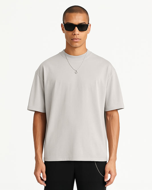 SOLID PLAIN: GHOST GREY PREMIUM OVERSIZED T-SHIRT